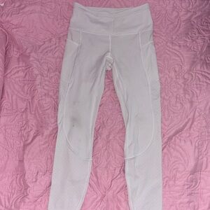 White Athletic Leggings with Side Panel Details